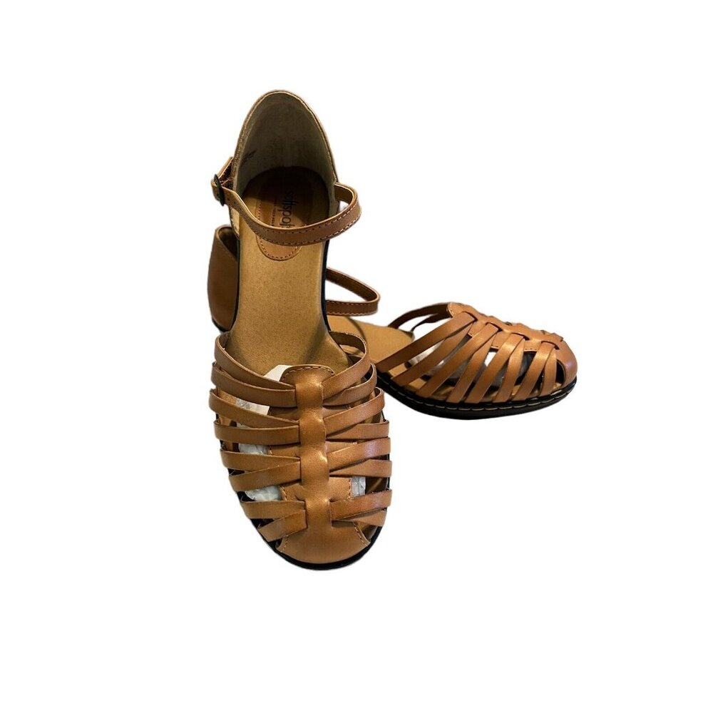 Soft Spots Sandals Womens Size 11M Leather Uppers Wedge Heel